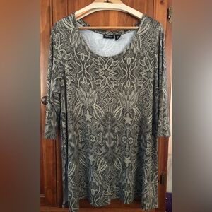 Jones New York Olive Green Boho Top, Plus Size 1X